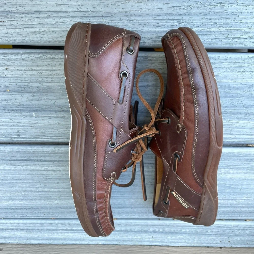 Mephisto Spinnaker Air Relax Boat Shoes Men Brown Leather Size 7.5 Deck Loafer